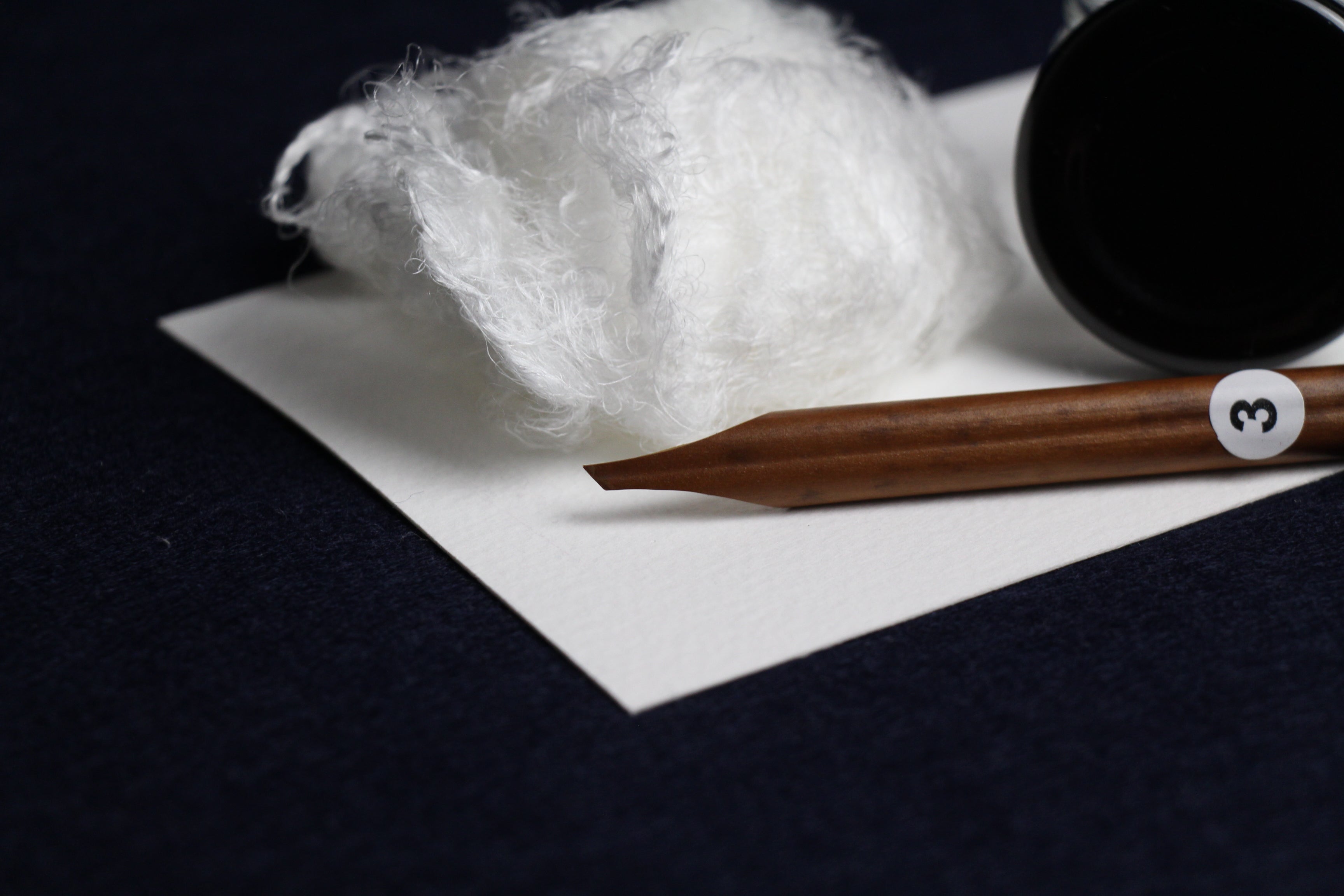 bare essentials set for Arabic calligraphy - left oblique nib dip pen, black Indian ink, silk likka, inkwell