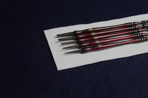 Set of 5 qalams for Arabic calligraphy with ebony nibs: 1 to 5 mm - burgundy handle