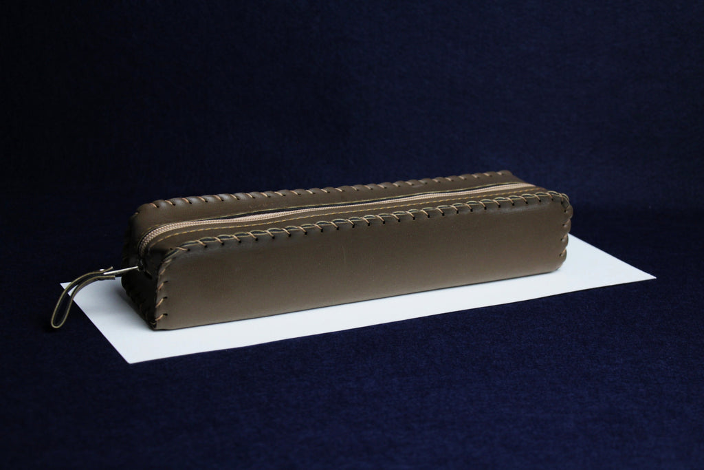 Faux leather case for Arabic calligraphy qalam pens sage green