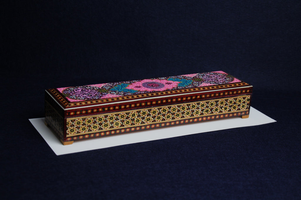 Painted wooden qalamdan  for Arabic calligraphy qalam pens