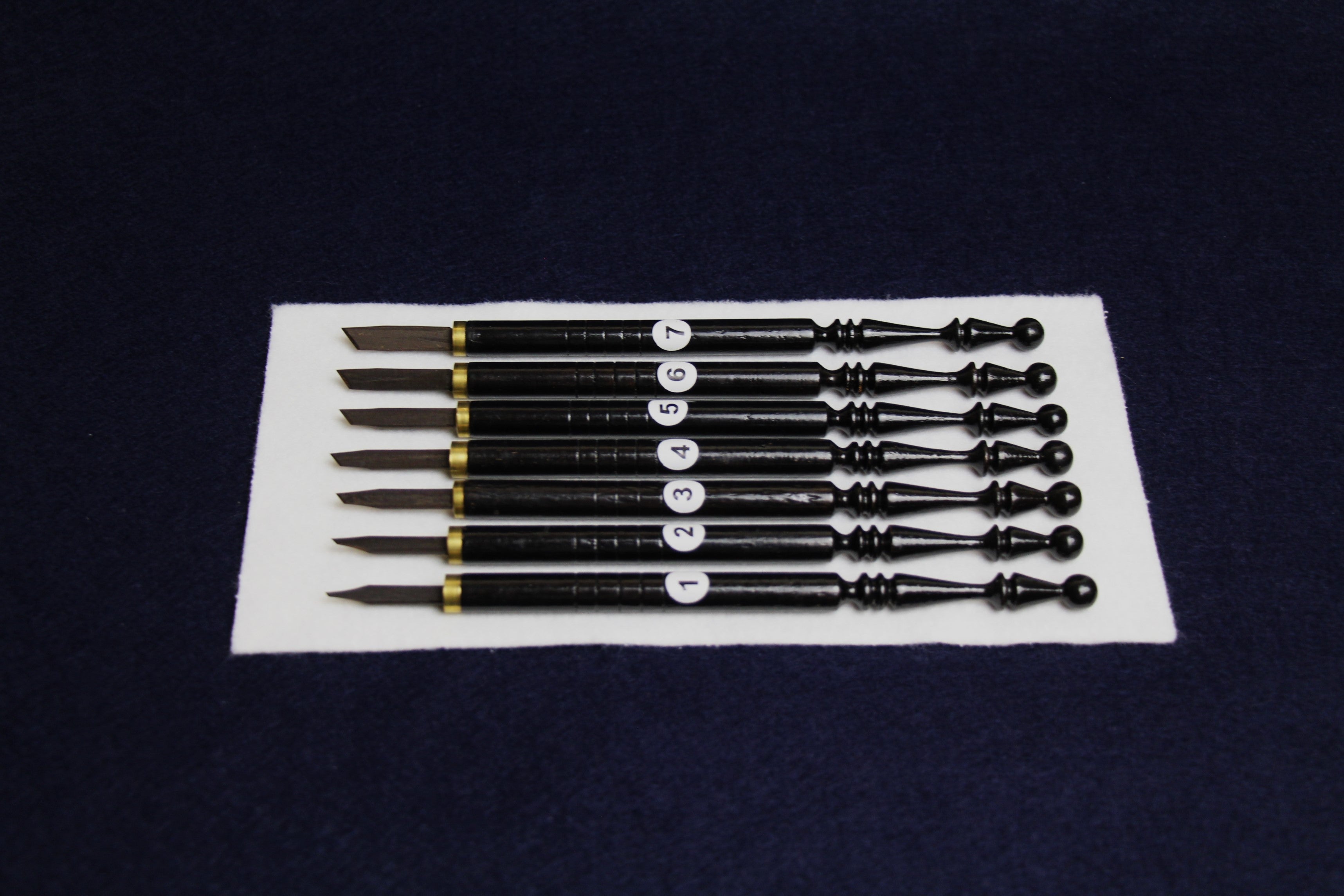 Set of 7 Javi qalam pens for Arabic calligraphy: 1 - 7 mm