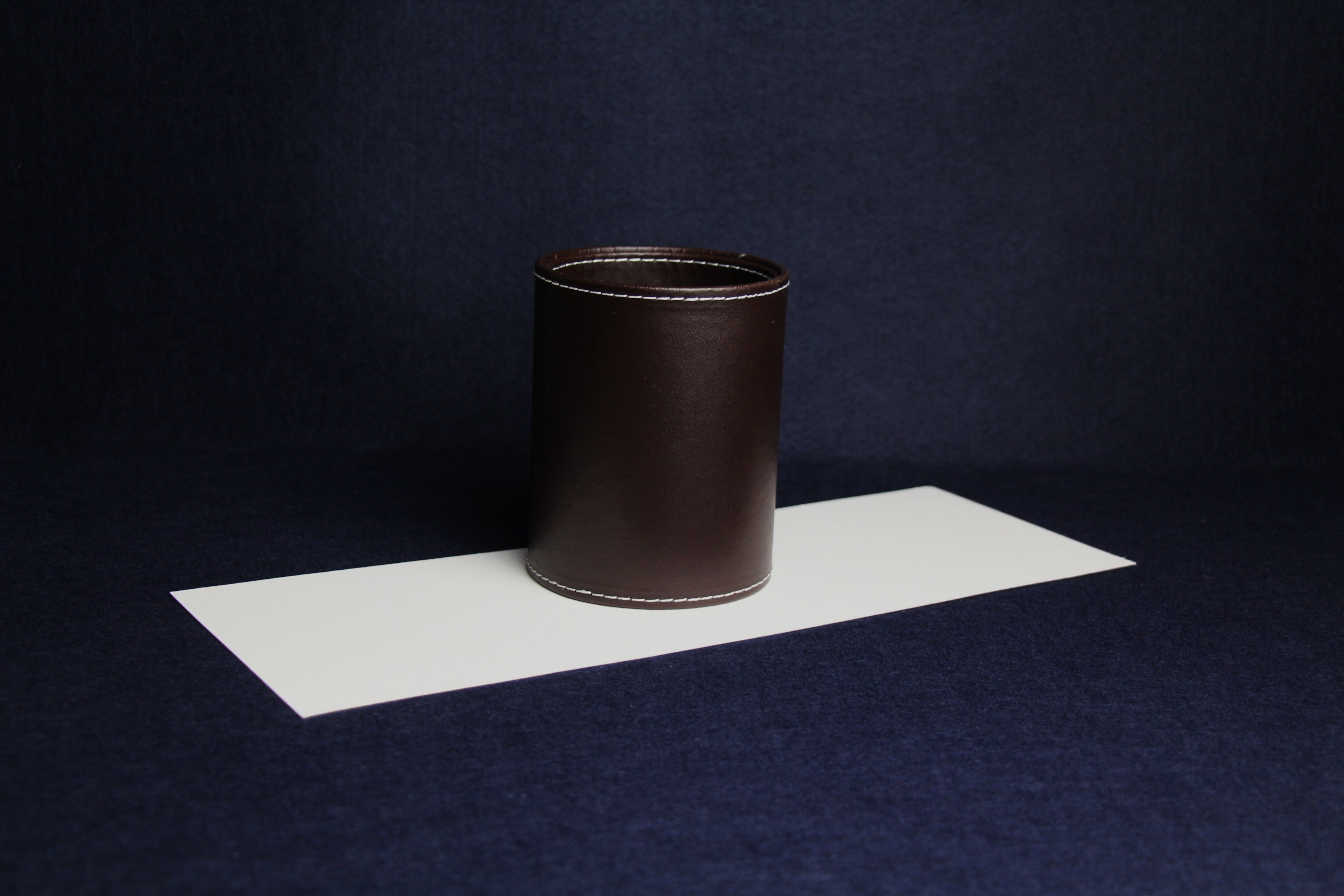 Dark brown faux leather qalam pen stand Arabic calligraphy