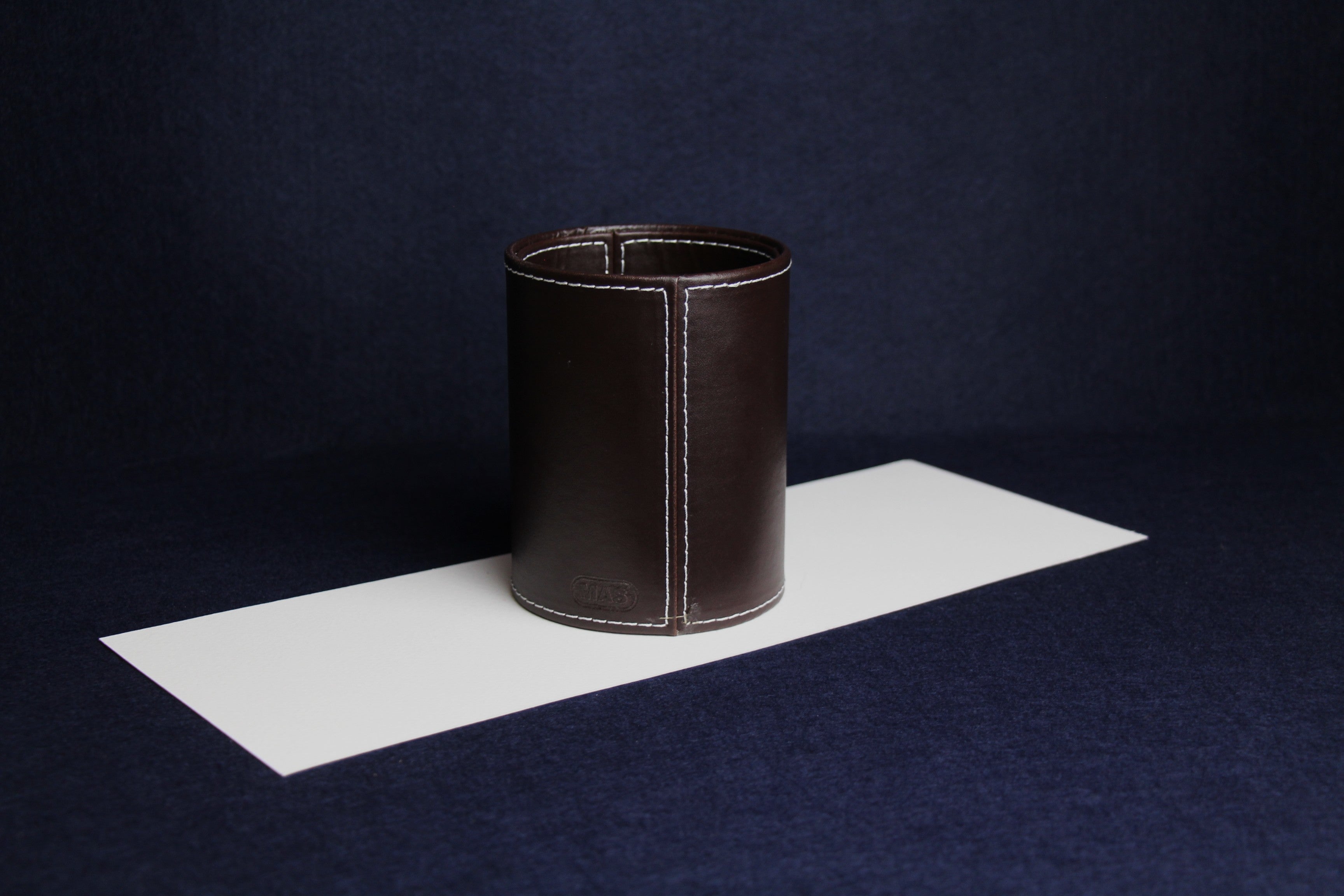 Dark brown faux leather qalam pen stand Arabic calligraphy