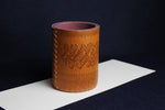 Load image into Gallery viewer, Faux leather qalam pen stand with Persian calligraphy - light brown
