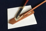 Load image into Gallery viewer, Small wooden makta with bone inlay and holder for cutting pens for Arabic calligraphy
