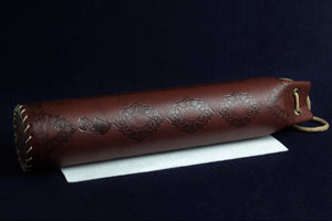 Round tube qalam case made of faux leather purple