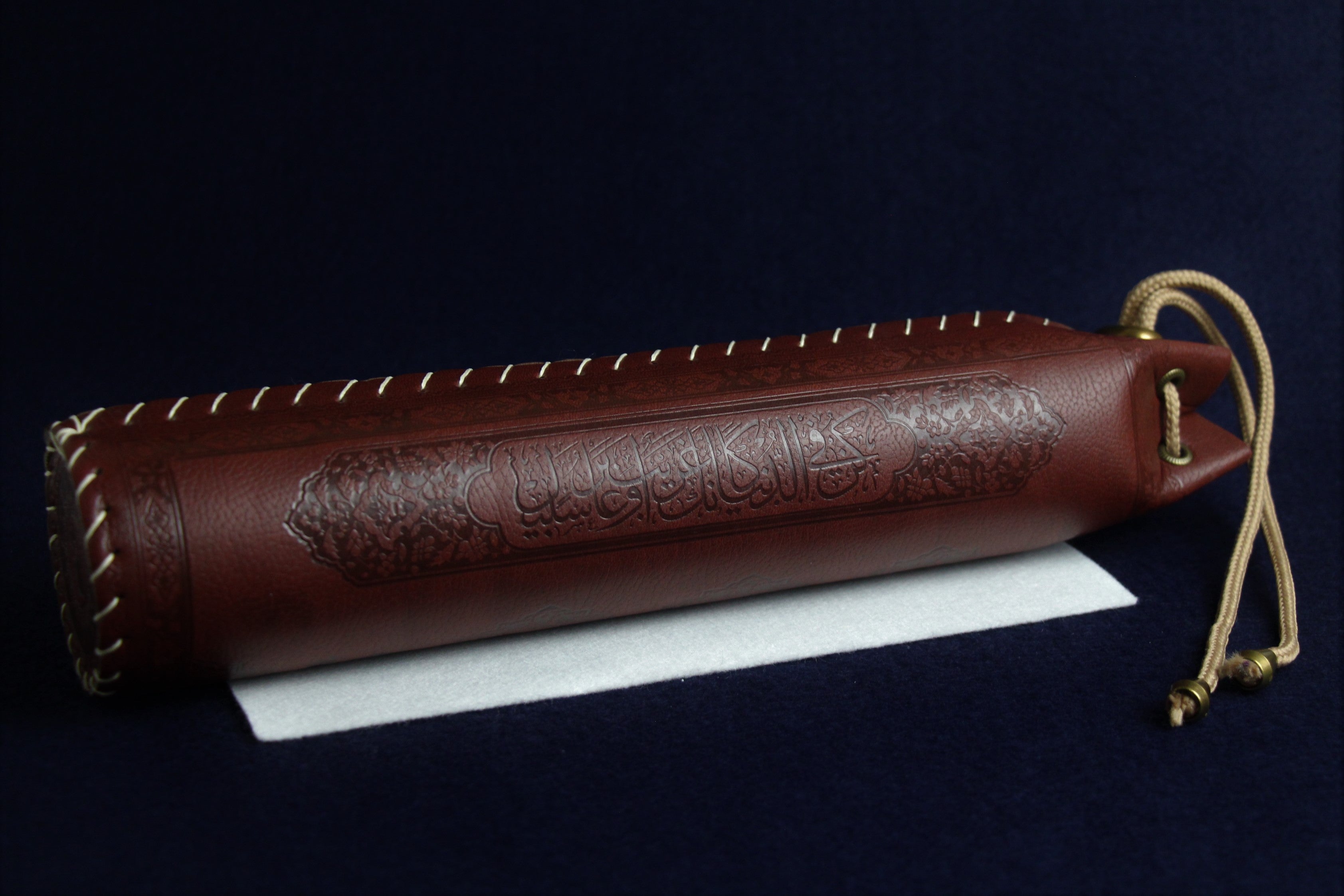Round tube qalam case made of faux leather purple