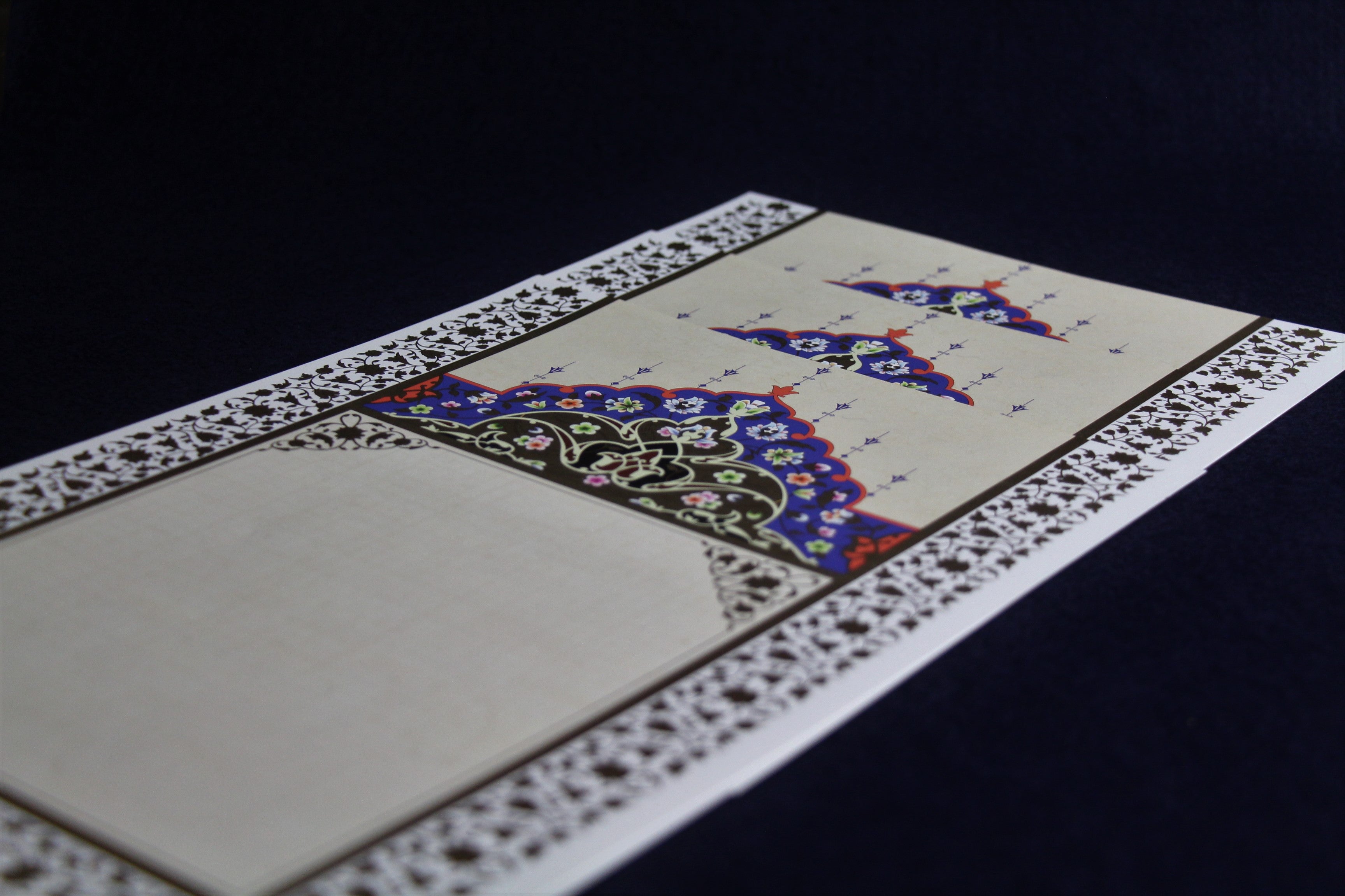 3 sheets of double sided decorated papers for Arabic calligraphy