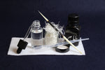 Load image into Gallery viewer, Ink kit for Arabic calligraphy - ink, inkwell, likka, rose water, porcupine quill, transfer pipette2
