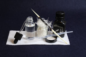 Ink kit for Arabic calligraphy - ink, inkwell, likka, rose water, porcupine quill, transfer pipette2