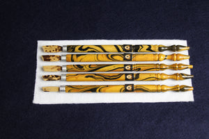 Set of 5 spotted bamboo qalams for Arabic calligraphy: 6 - 10 mm