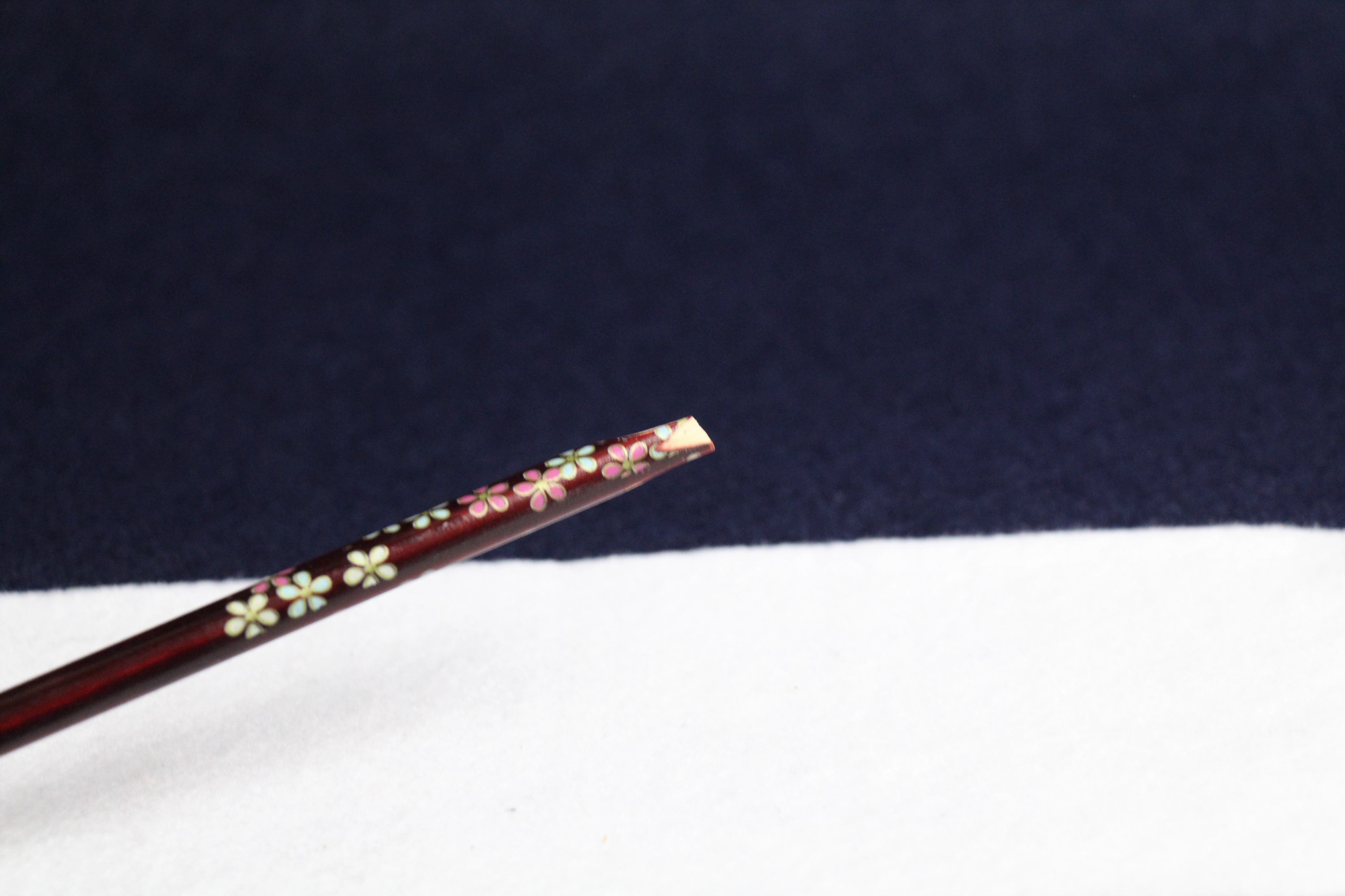 Bamboo qalam pen for Arabic calligraphy with painted flowers