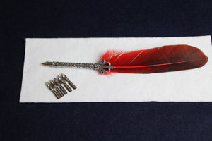 Small feather quill set for Arabic calligraphy red