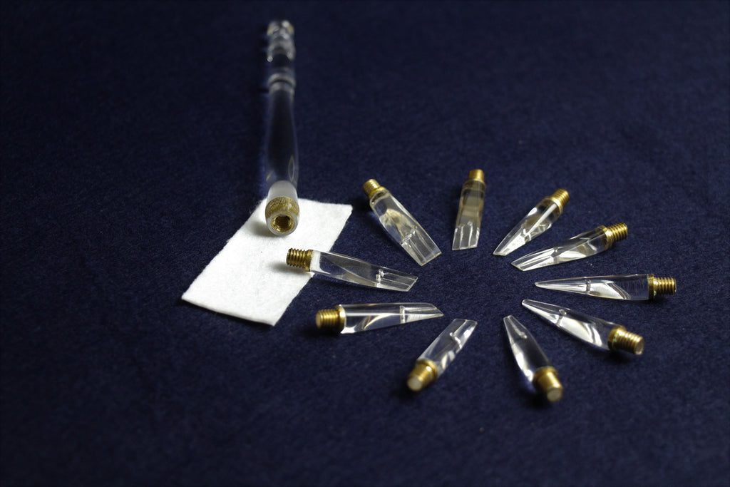 Luxury acrylic qalam pen set for Arabic calligraphy: 1 handle and 10 nibs