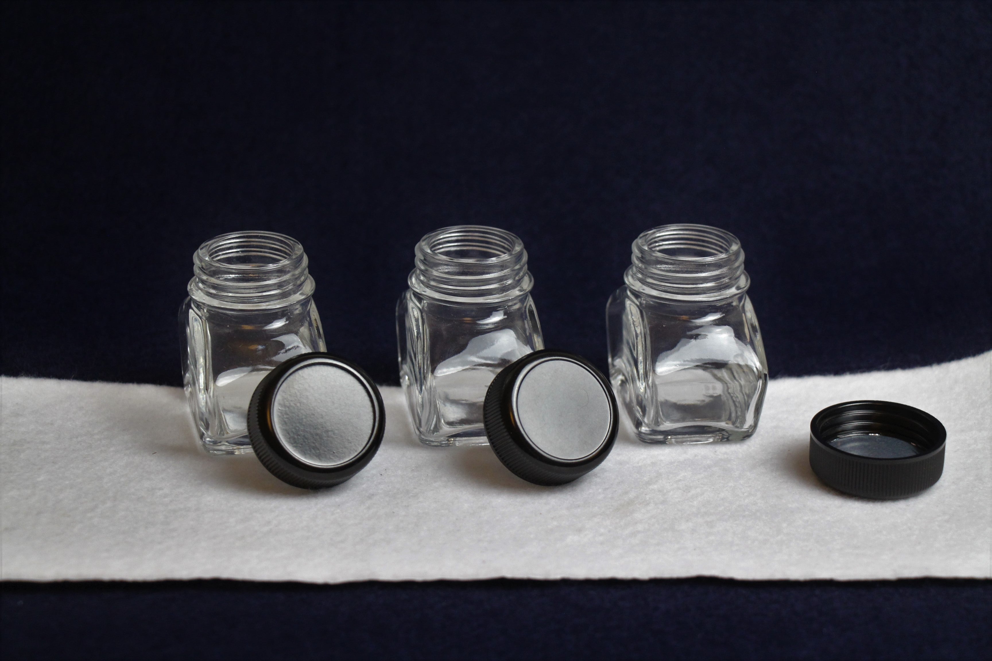 3 empty ink bottles for Arabic calligraphy