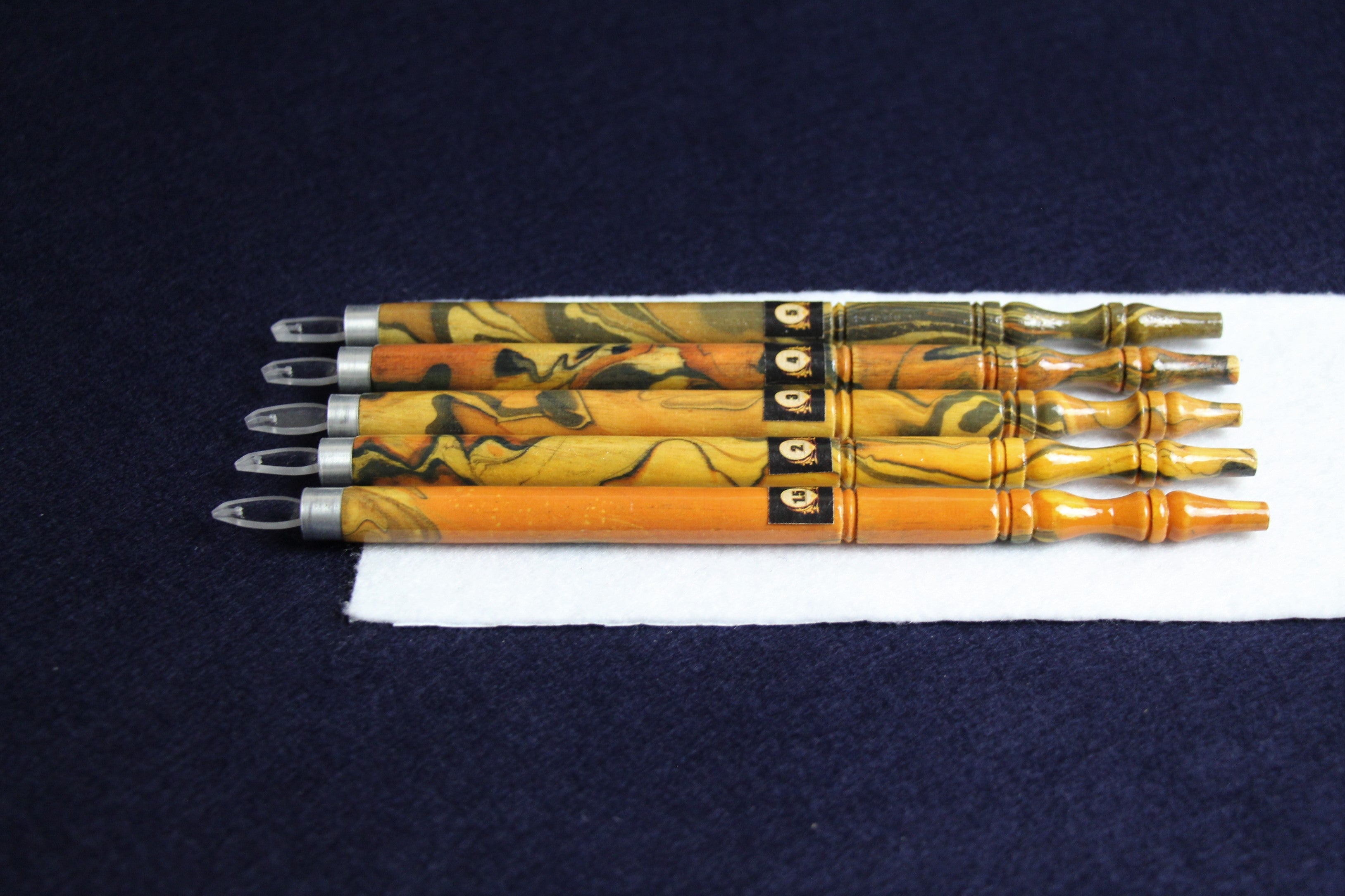 Set of 5 qalam pens with acrylic nib for Arabic calligraphy: 1.5 - 5 mm clear nib