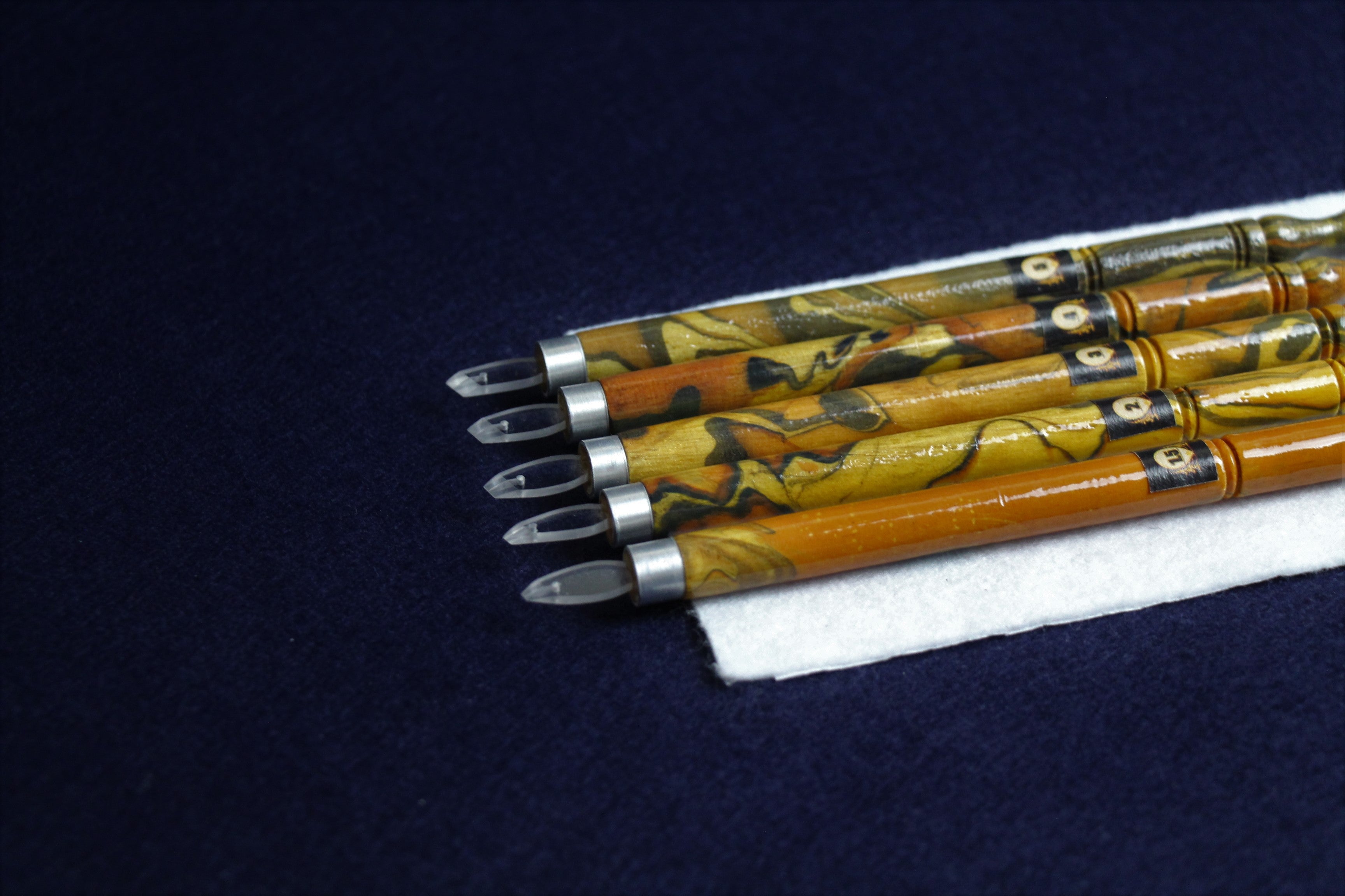 Set of 5 qalam pens with acrylic nib for Arabic calligraphy: 1.5 - 5 mm clear nib