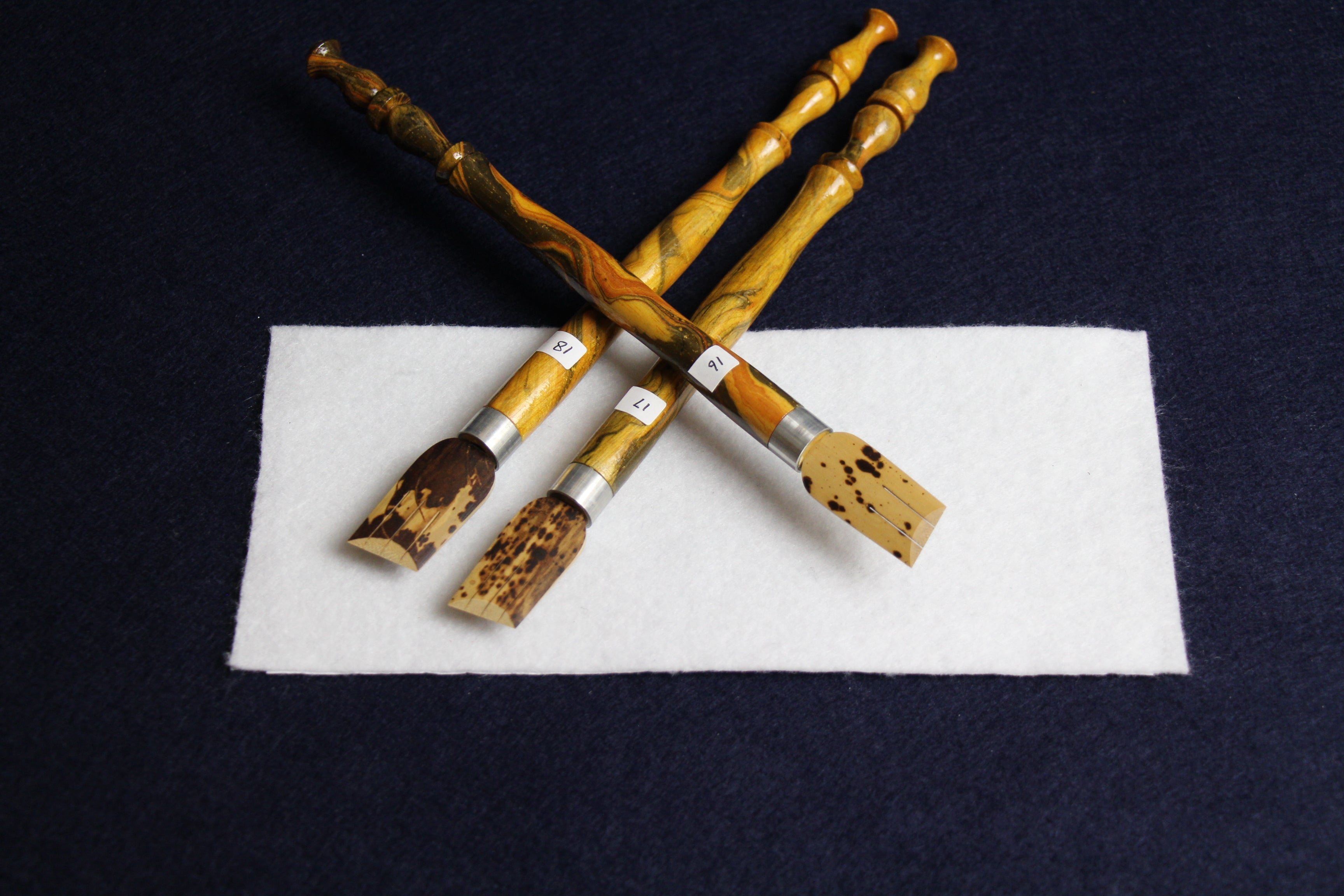 Set of 3 bamboo qalams for Arabic calligraphy: 16 - 18 mm