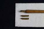 Load image into Gallery viewer, Set of 1 wooden handle and 3 brass left oblique nibs for Arabic calligraphy
