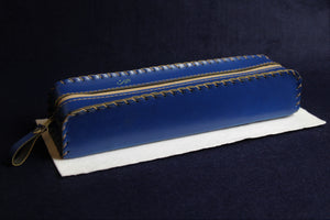 Faux leather case for Arabic calligraphy qalam pens blue